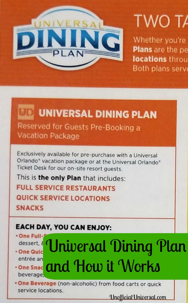 All About the Universal Dining Plan Unofficial Universal
