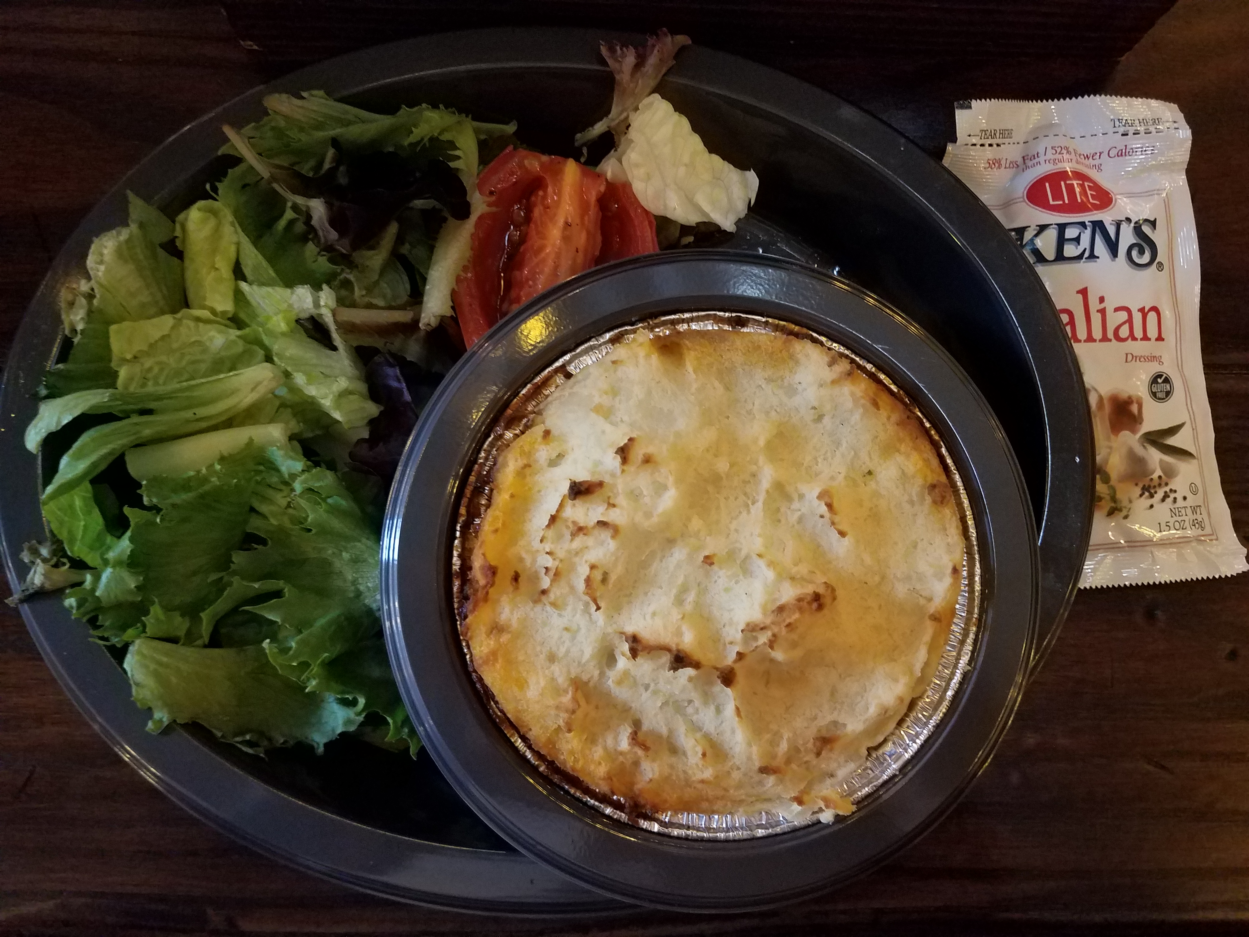 Cottage Pie with a garden salad - dining review of the Leaky Cauldron in Diagon Alley - Orlando, Florida - by unofficialuniversal.com.