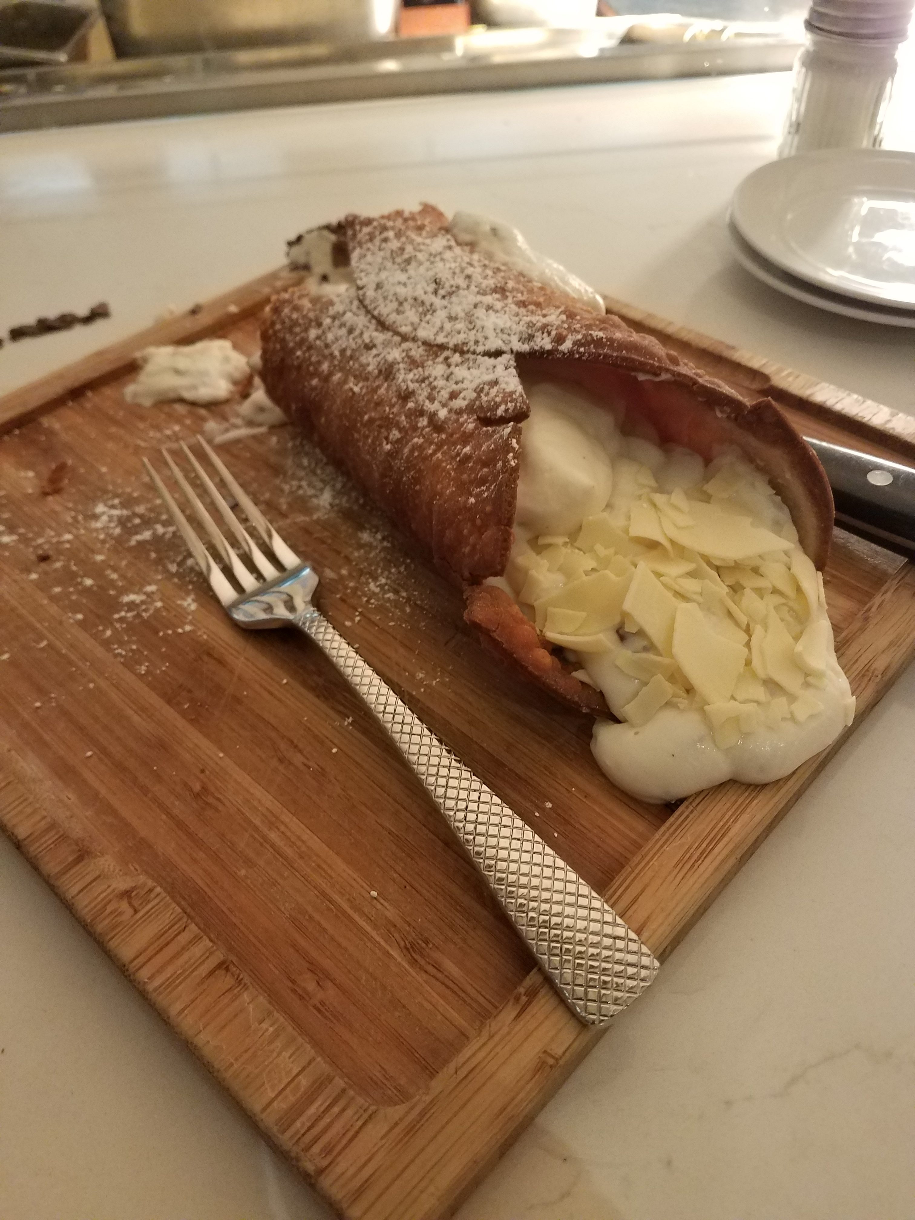 Giant cannoli dessert at VIVO Italian Kitchen - Universal CityWalk - by unofficialuniversal.com.