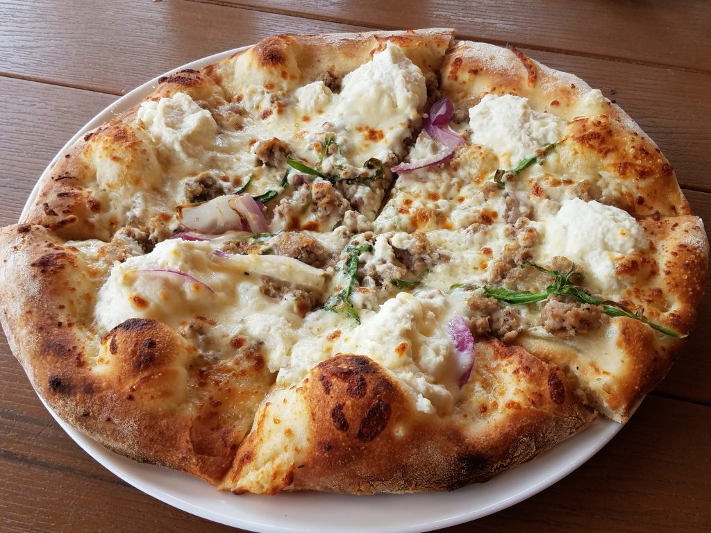 White fennel sausage pizza at Red Oven Pizza Bakery by unofficialuniversal.com.