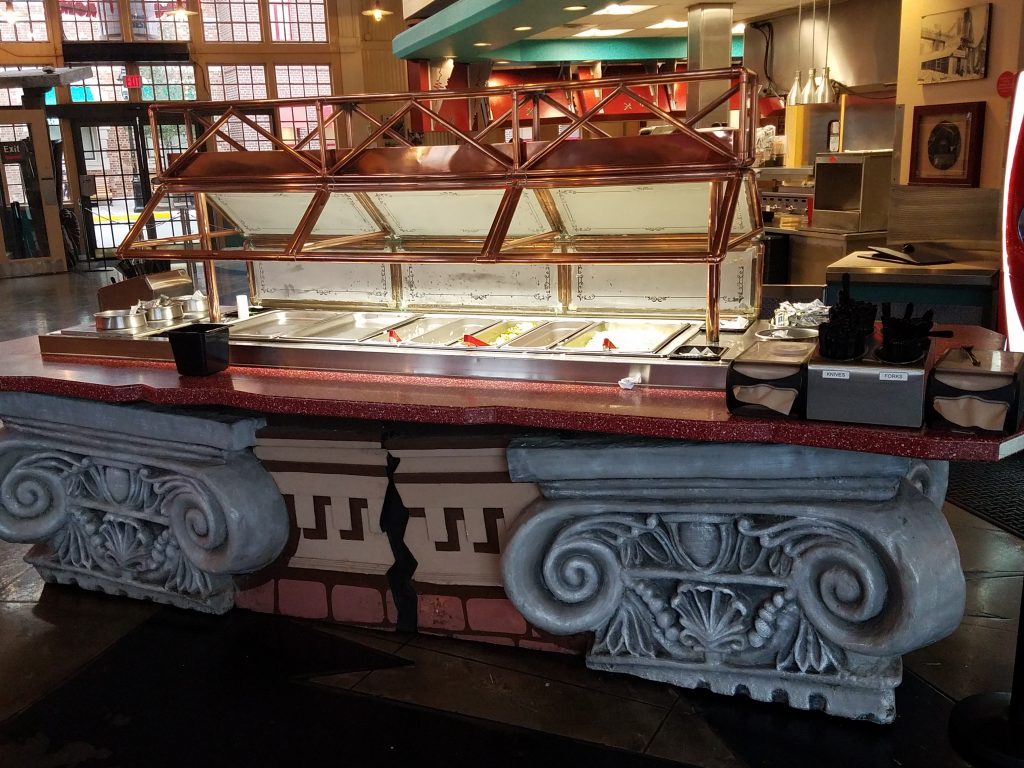 The topping bar at Richter's Burger Company at Universal Studios Orlando - by unofficialuniversal.com.