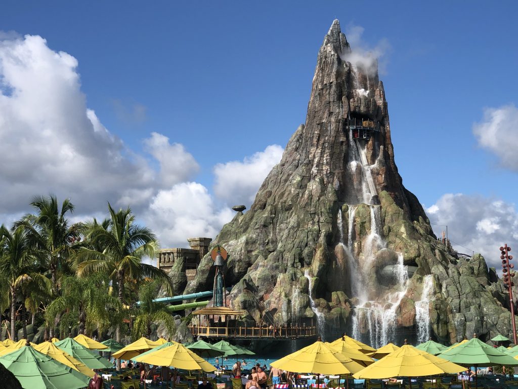 200 foot artificial volcano at Universal's Volcano Bay water park - by unofficialuniversal.com.
