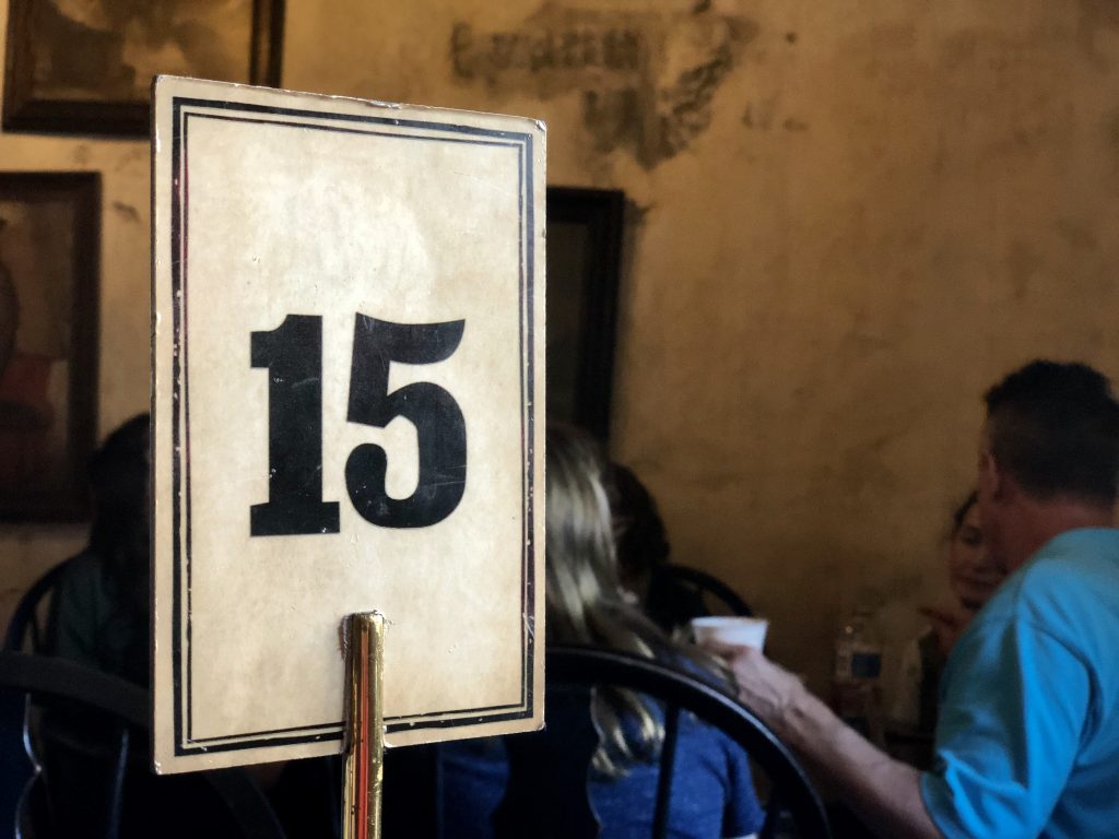 Table number at Three Broomsticks in Hogsmeade as part of the Great Feast - by unofficialuniversal.com.
