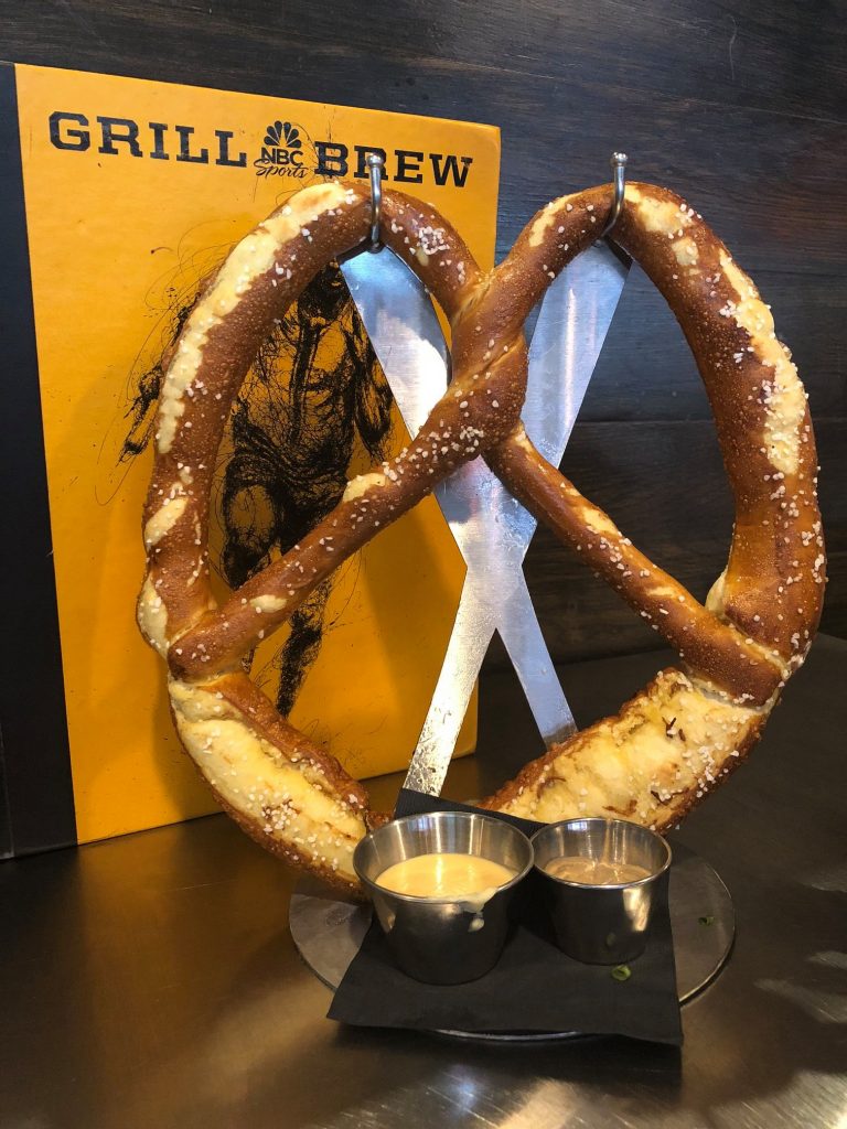 Huge soft pretzel at NBC Sports Grill & Brew in Universal's CityWalk - by unofficialuniversal.com.